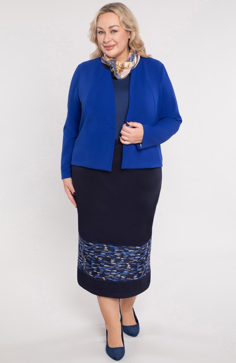 Fustă MDR24 bleumarin cu pete albastre, material flexibil, mărimea 60 EU