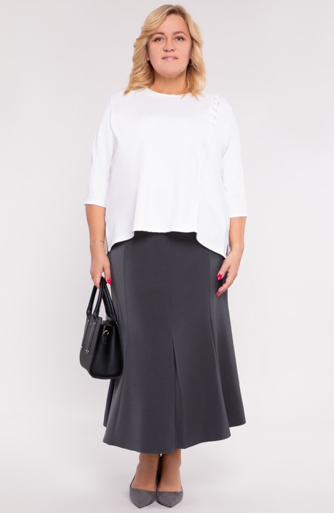 Fusta gri MDR24 cu crapaturi, marime 58 EU, material bumbac