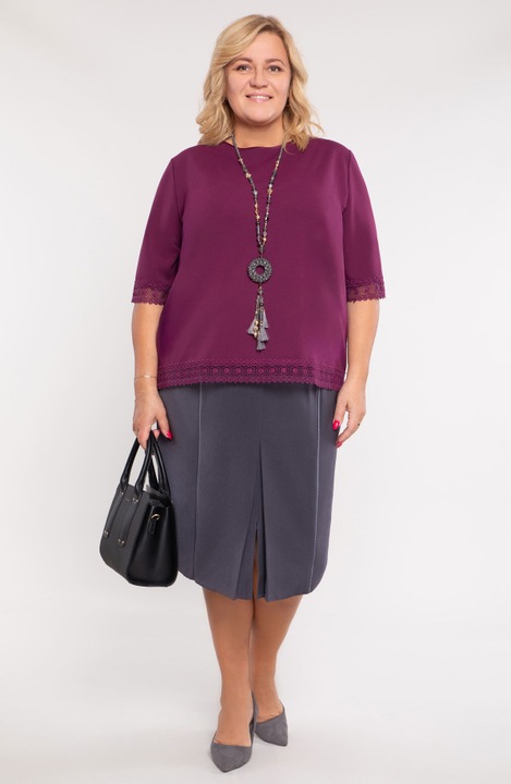 Fustă Dreaptă MDR24, Gri, Mărime 56 EU, Material Bumbac, Cu Captuseală