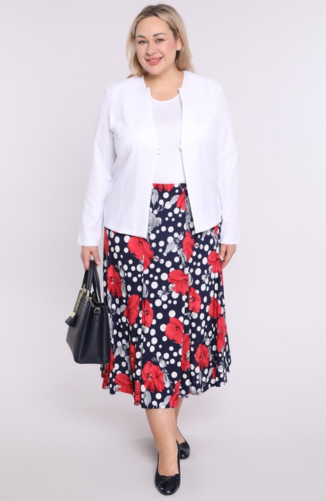 Fusta cu imprimeu floral si buline