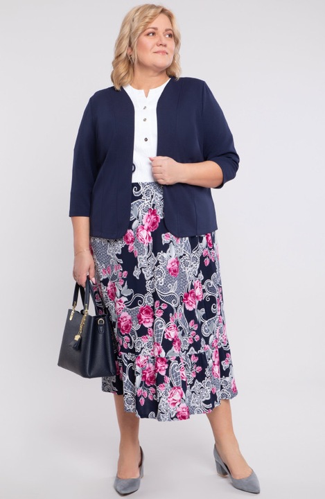 Fusta bleumarin cu flori roz