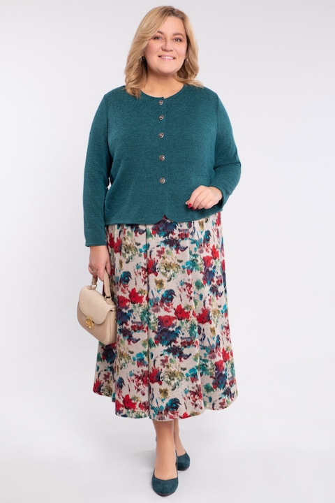 Fusta bej cu flori colorate