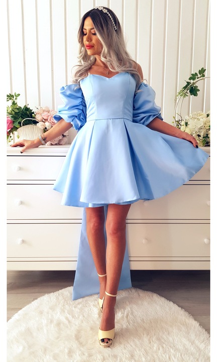 Rochie scurta ocazie Dely short blue - BLUEdwqfwfwfwq, Albastru