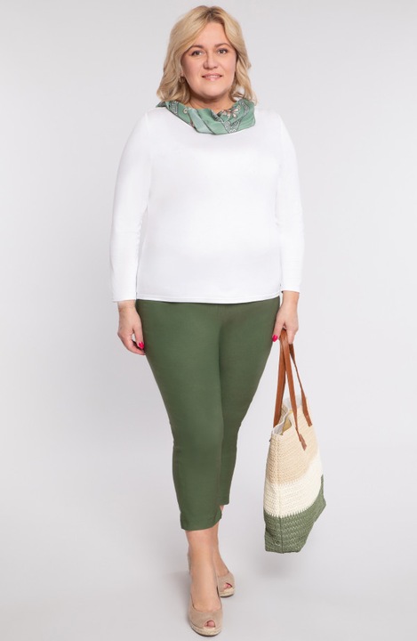 Pantaloni verde inchis, lungime pana la jumatatea gambei