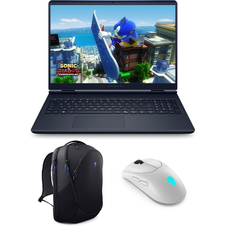 Лаптоп Gaming Alienware Aurora 16" Intel Core 5 4.8 GHz, NVIDIA GeForce RTX 3050 6GB + Раница Alienware + Мишка (Бял)