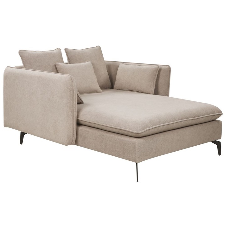 Sezlong living Beliani, bej, 159x124cm, cu perne decorative