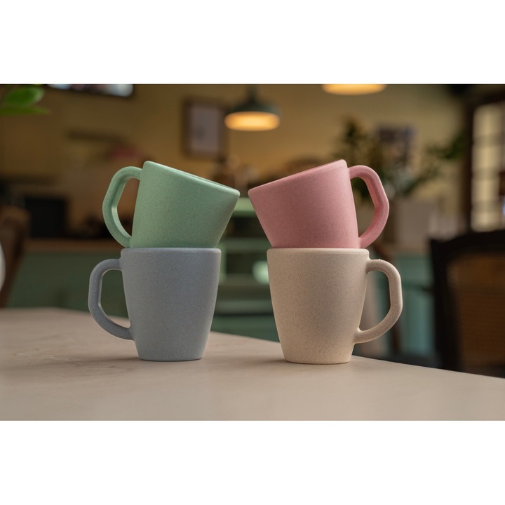 REuse Cana Clasica Reutilizabila 150 ml, Set de 4, Coji de cafea, Multicolor - Light