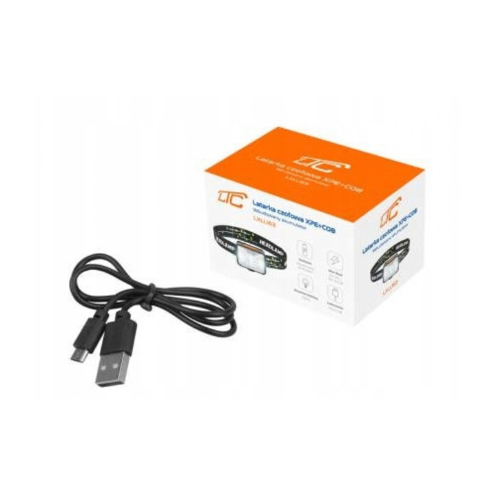 LTC LED челник XPE 200lm + COB 300lm, 1800mAh батерия, USB-C зареждане, 5 режима на осветяване, IP65