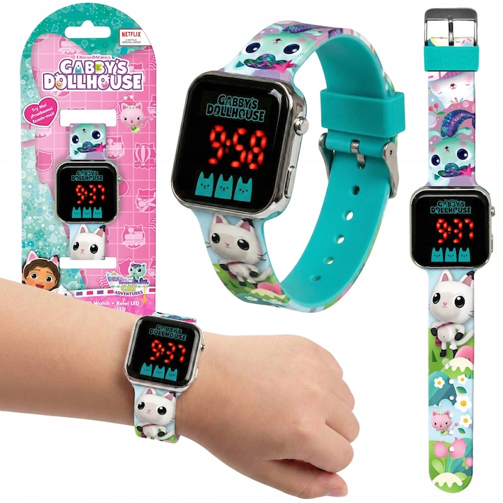 Ceas Digital LED Gabi's Dollhouse, Design Colorat, Usor, Confortabil, pentru Copii