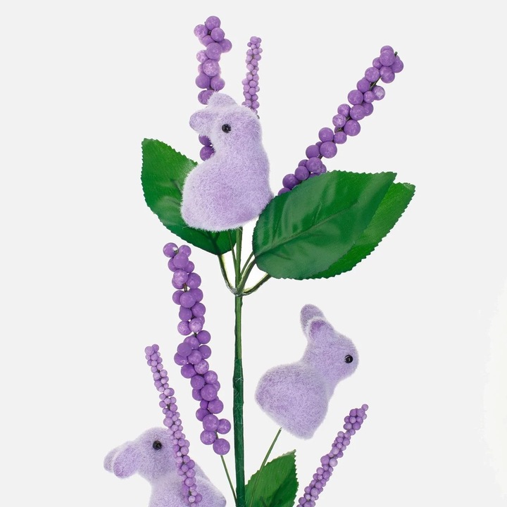 Ramura Decorativa cu Lavanda Lila & de Paste Iepuri 50cm
