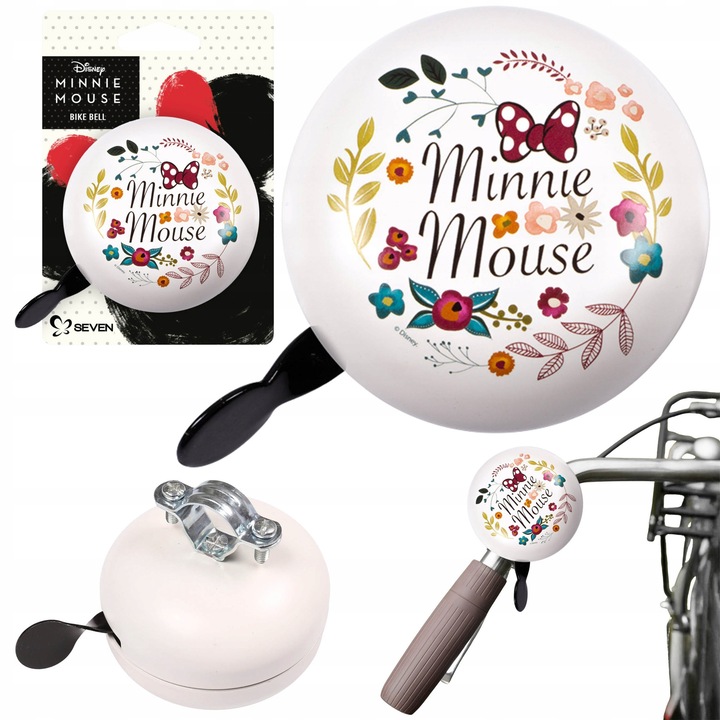 Sonerie bicicleta metalica Disney Minnie Mouse, retro, sunet puternic, 80mm, montare usoara