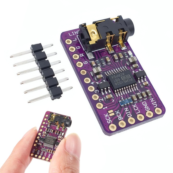 Modul convertor DAC PCM5102, Chucai, 2VRMS, 31.8x23.7x35 mm