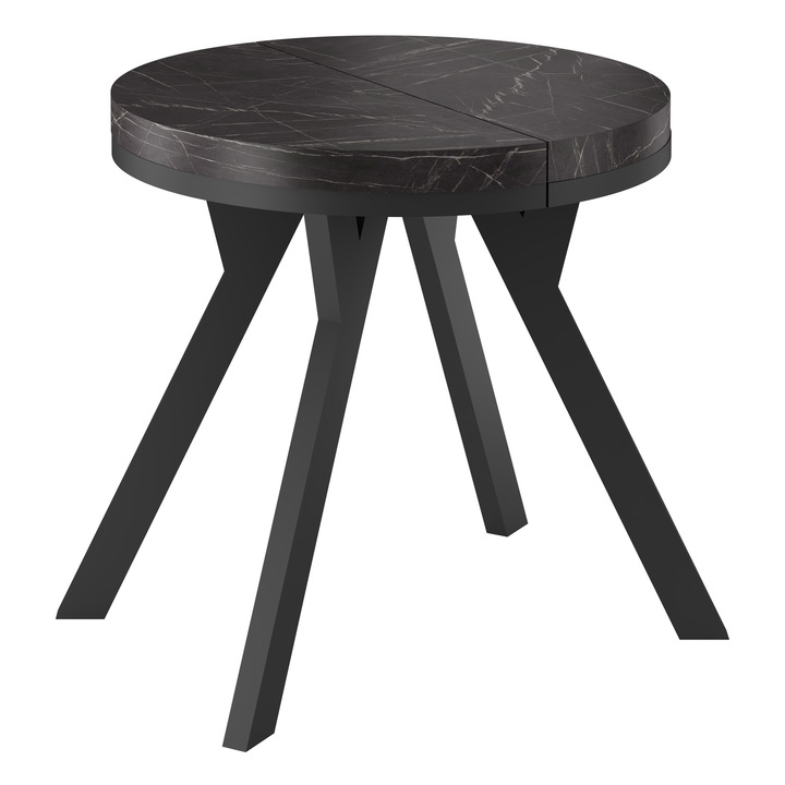 Masa rotunda extensibila Meble Balut, 90/190 cm, blat din PAL, picioare din lemn de fag, design elegant, inaltime 75 cm