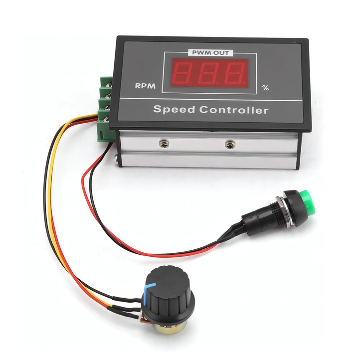 DC motor fordulatszám szabályzó, Chucai, 6-60 V, 30 A, digitális kijelzővel, be/ki kapcsolóval, fokozatmentes szabályozás