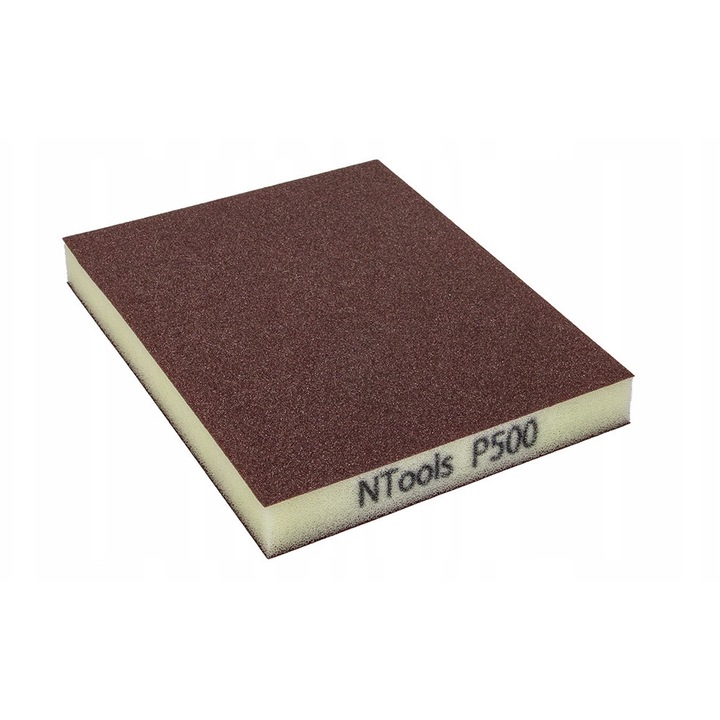 Kétoldalas csiszolószivacs P500, NTools, 120x100x13mm, rugalmas, vízálló