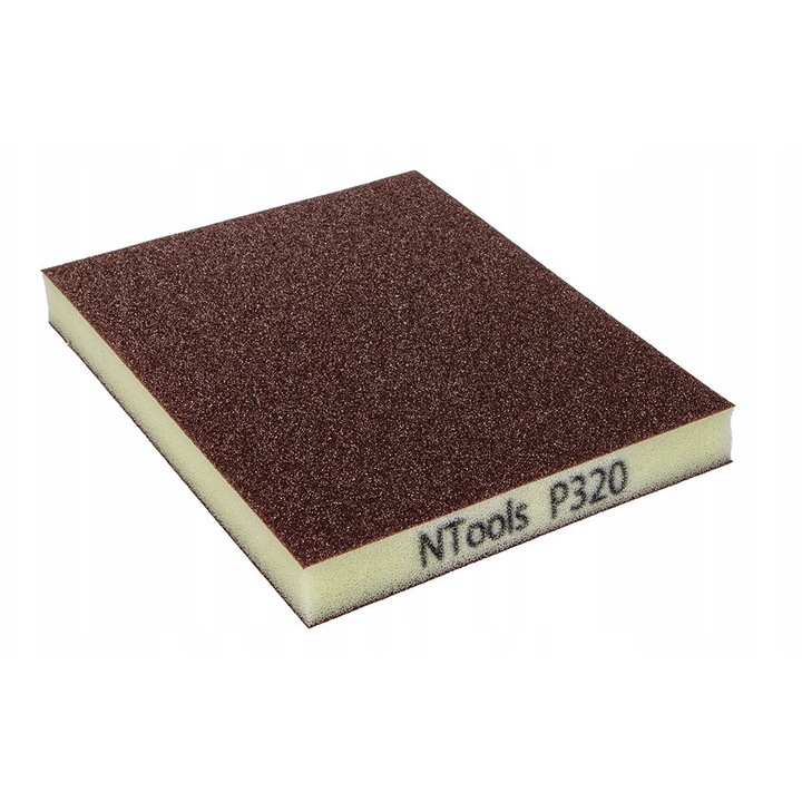 Gabka slefuitoare dubla P320, 120x100x13mm, NTools, elastica, rezistenta la apa