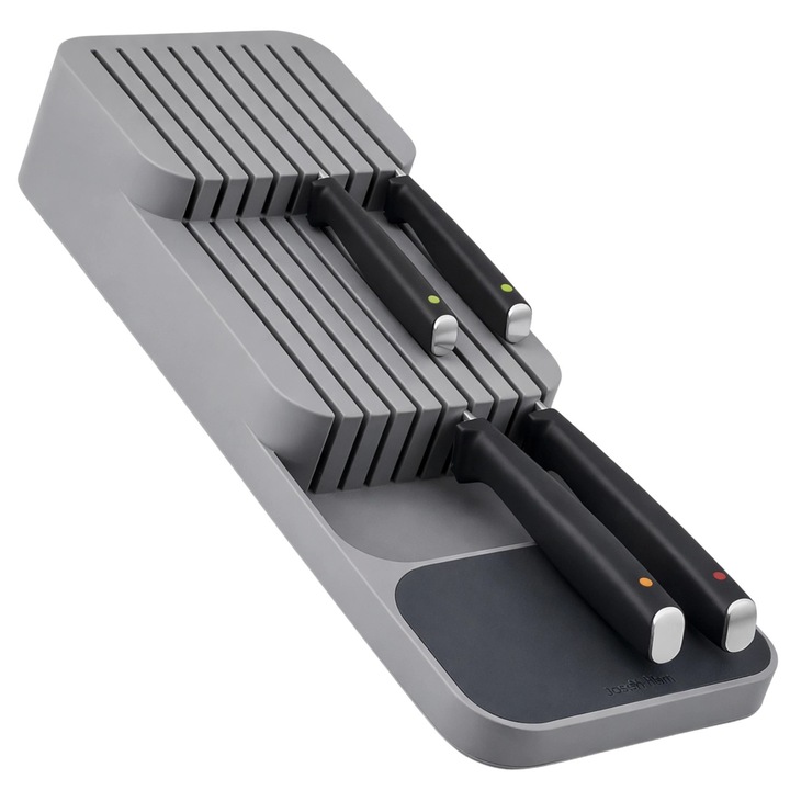 Organizator de cutite Edibazzar, gri, 9 compartimente, 39.8x11.4x5.8cm