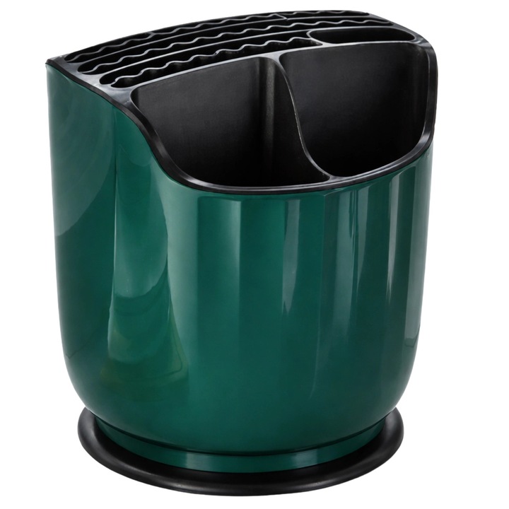 Organizator rotativ tacamuri Edibazzar, Verde, Design compact, Tava drenaj detasabila