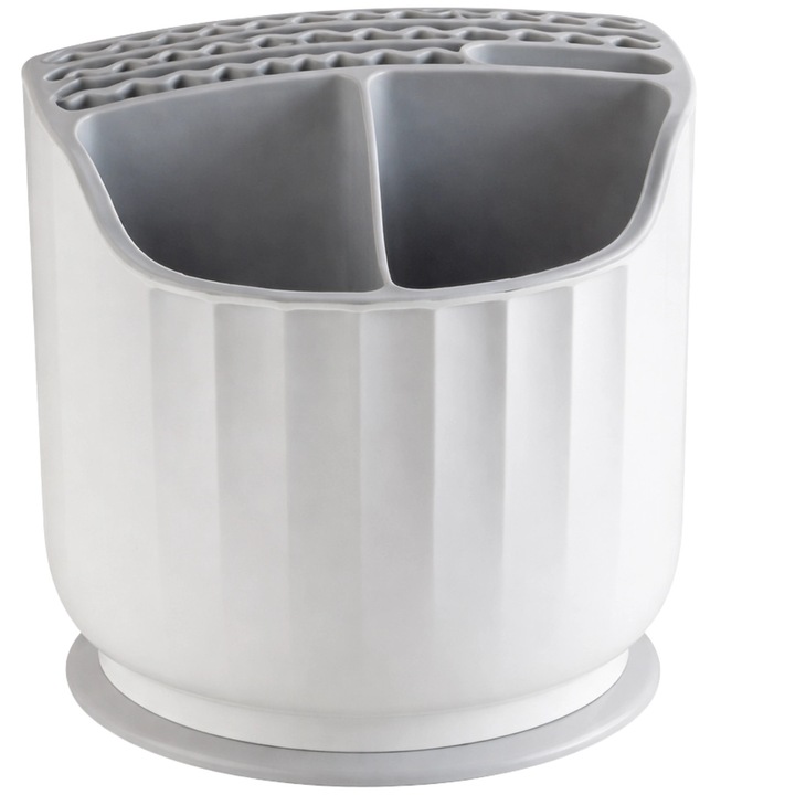 Organizator rotativ tacamuri Edibazzar, Alb, Design compact, Tava drenaj detasabila