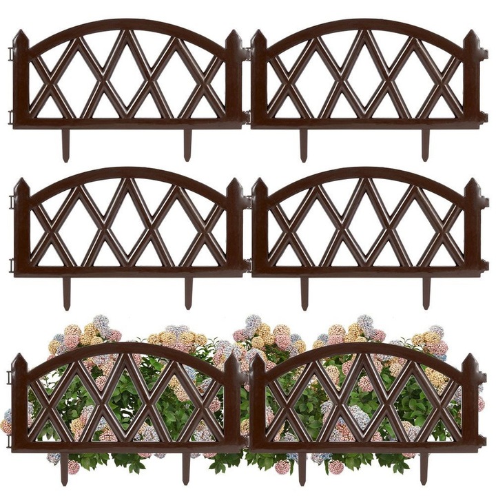 Комплект от 6 градински канта, Артемис, Пластмаса, кафяв, 300x30см