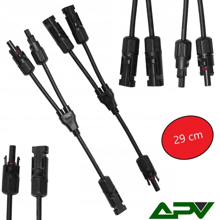 Conector MC4 tip Y, set 2 bucati, 29cm, IP67, negru