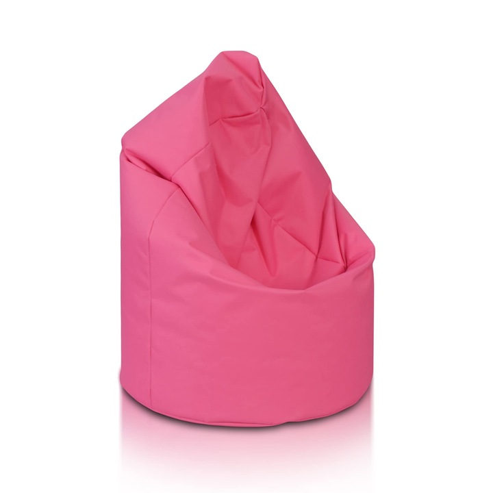 Sac de sezut Ecopuf, marimea L, roz, rezistent la pete, umplut cu polistiren