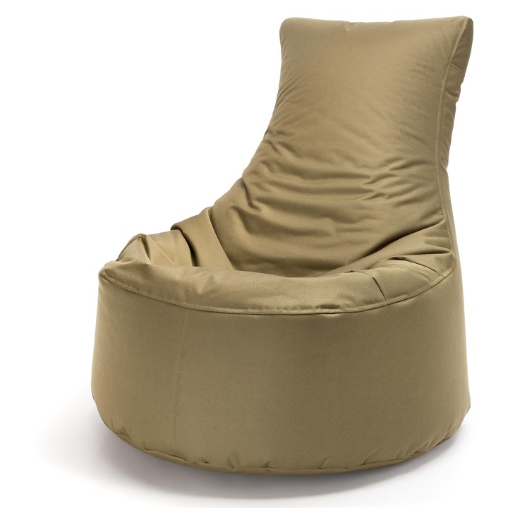 Fotoliu tip sac Ecopuf Piticul, mare 85x80cm, culoare nisip, interior/exterior