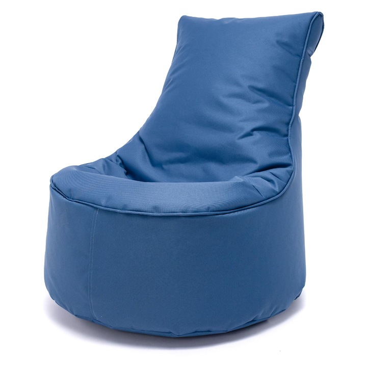 Puf fotoliu tip sac cu spatar, Ecopuf, albastru cobalt, 65x75cm