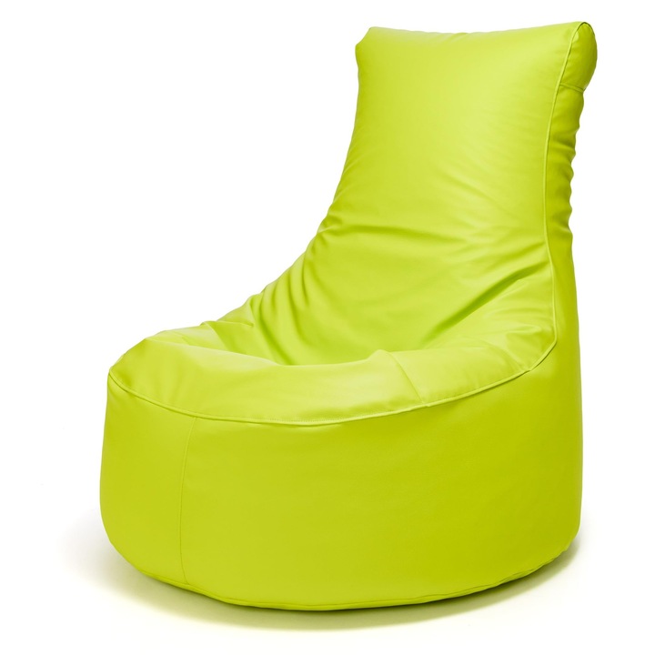 Fotoliu tip sac Ecopuf SEAT, verde lime, mare, umplutura EPS, piele ecologica