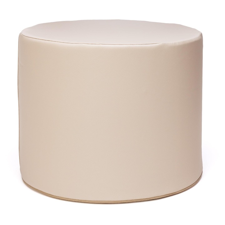 Taburet Ecopuf, Husa Detasabila din Piele Ecologica, Design Modern, Usor, crem