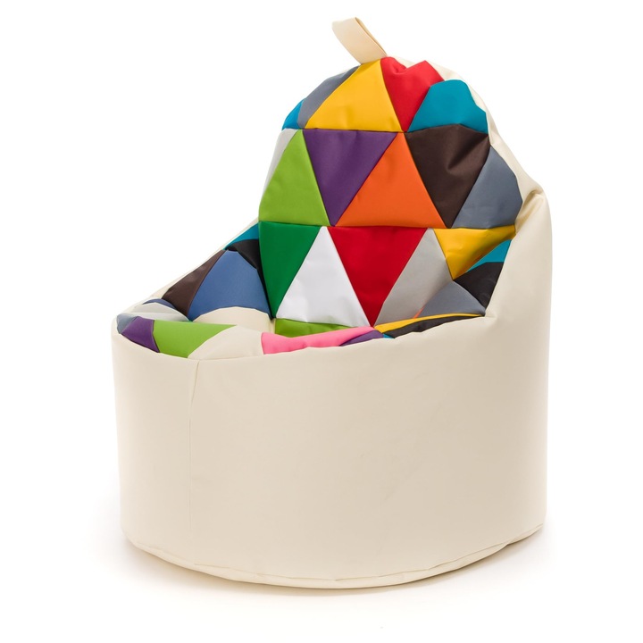 Puf Yoko Patchwork, vízálló babzsák, XL méret, 70x75cm, többszínű