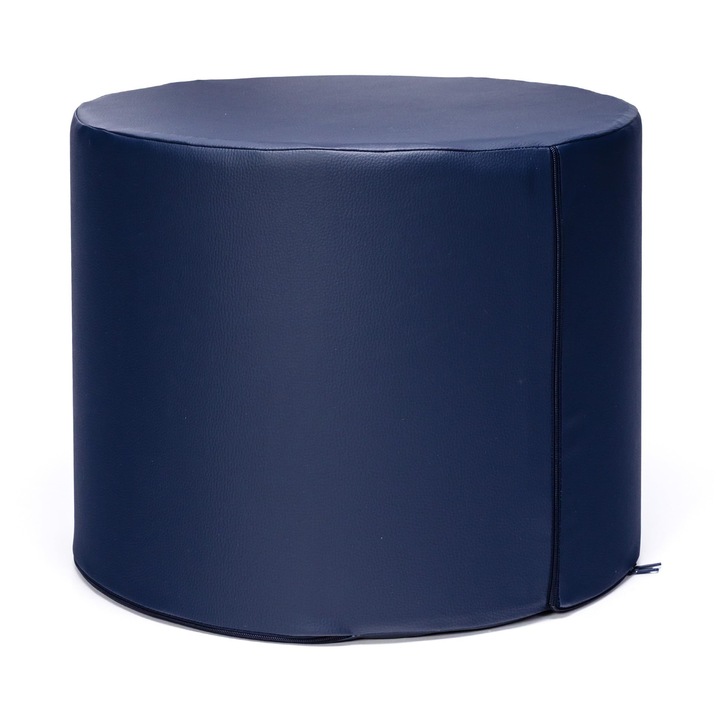 Taburet Tapitat Piele Ecologica, Ecopuf, Usor, Husa Detasabila, bleumarin