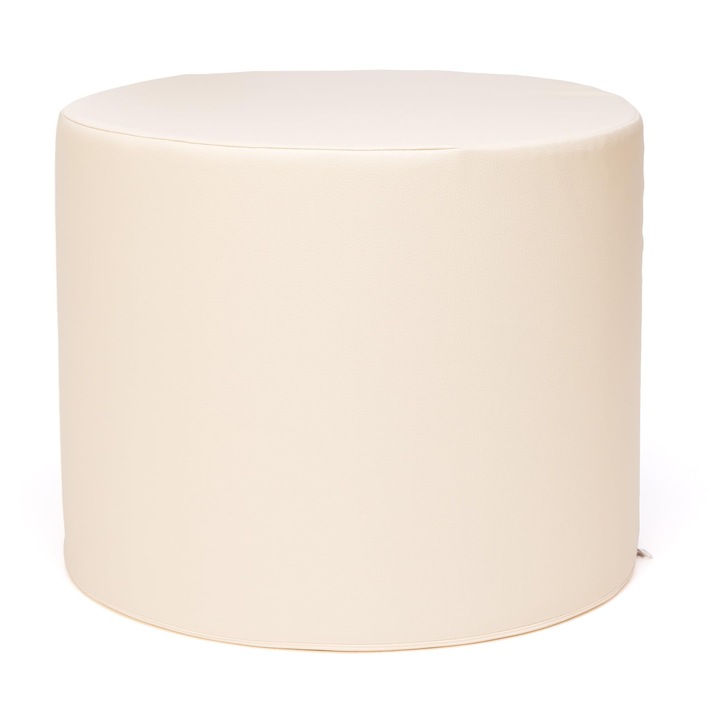 Taburet Ecopuf, Taburet Versatil din Piele Ecologica, Design Modern, Husa Detasabila, alb