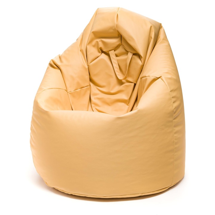 Pouf tip sac sezlong Ecopuf, piele ecologica, umplutura perle EPS, 70x110 cm, multicolor