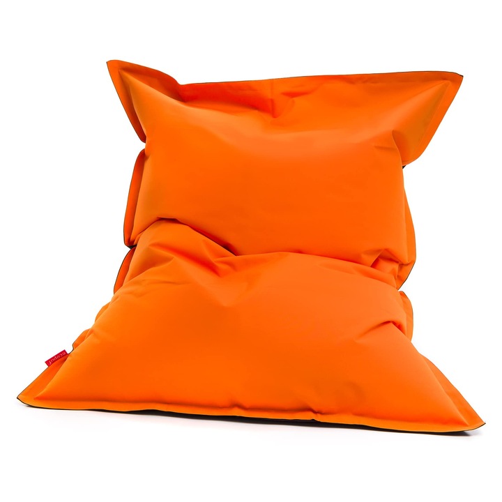 Perna tip sac Ecopuf M, rezistenta la apa, 170x135cm, umpluta cu bile de polistiren, pentru interior si exterior, portocaliu