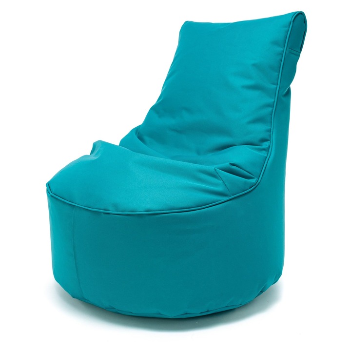 Puf Sac Relaxant cu Spatar, Ecopuf, Model Schlumpf, Albastru Deschis, 65x75cm