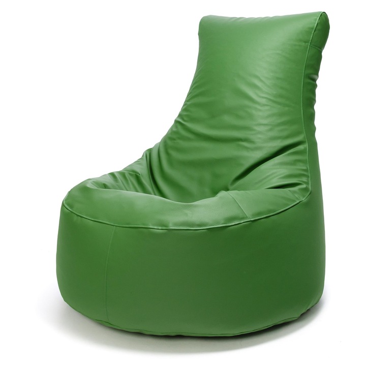 Pouf Ecopuf SEAT, Sac Bean Bag Piele Ecologica, Verde E9, Dimensiune Mare, Umplutura EPS