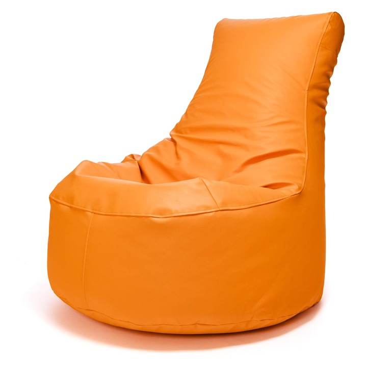 Puf tip sac Ecopuf SEAT, portocaliu, piele ecologica, umplutura granule EPS, dimensiune mare