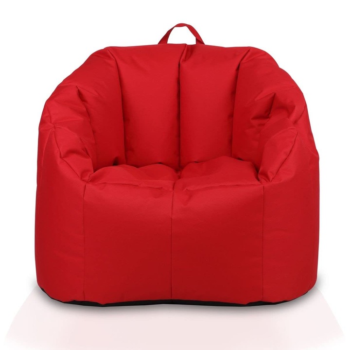 Fotoliu Puf Ecopuf Simone, impermeabil, 73x75cm, cu maner si fermoar dublu, pentru interior si exterior, rosu