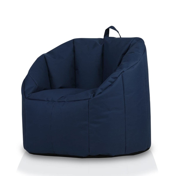 Fotoliu puf Ecopuf Simone, impermeabil, 73x75cm, umplutura cu perle de polistiren, pentru interior si exterior, bleumarin