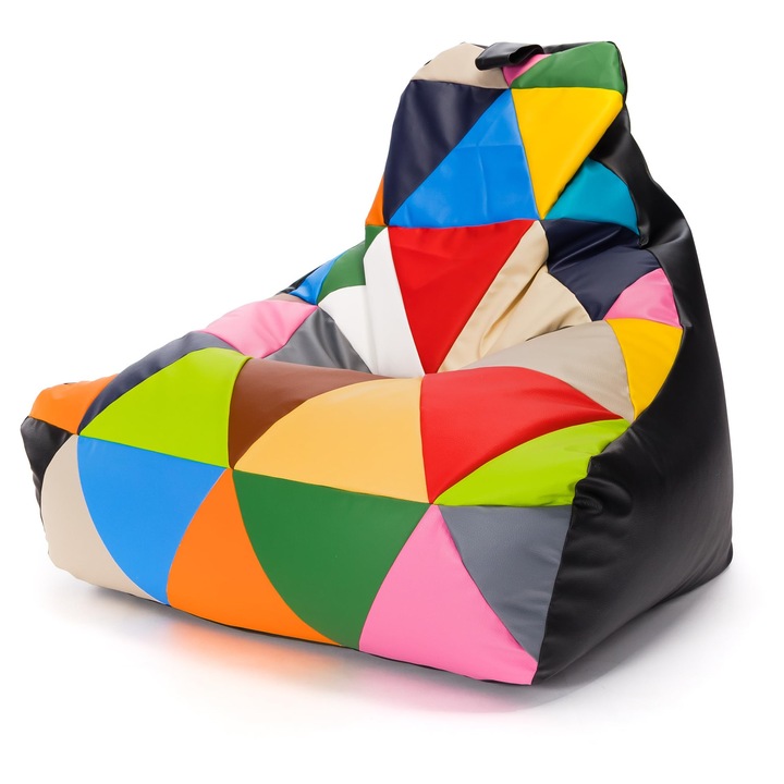 Ecopuf Keiko Patchwork babzsákfotel, M-es modell, vízálló, 100x80x85cm, fekete E14