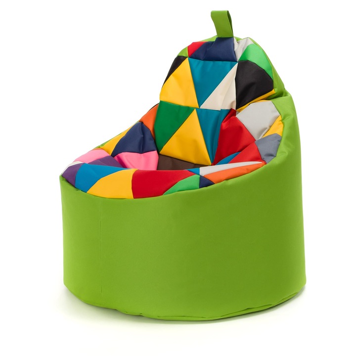 Ecopuf Yoko Patchwork XL 70x75cm babzsákfotel, olajzöld, textil anyag, ergonomikus kialakítás