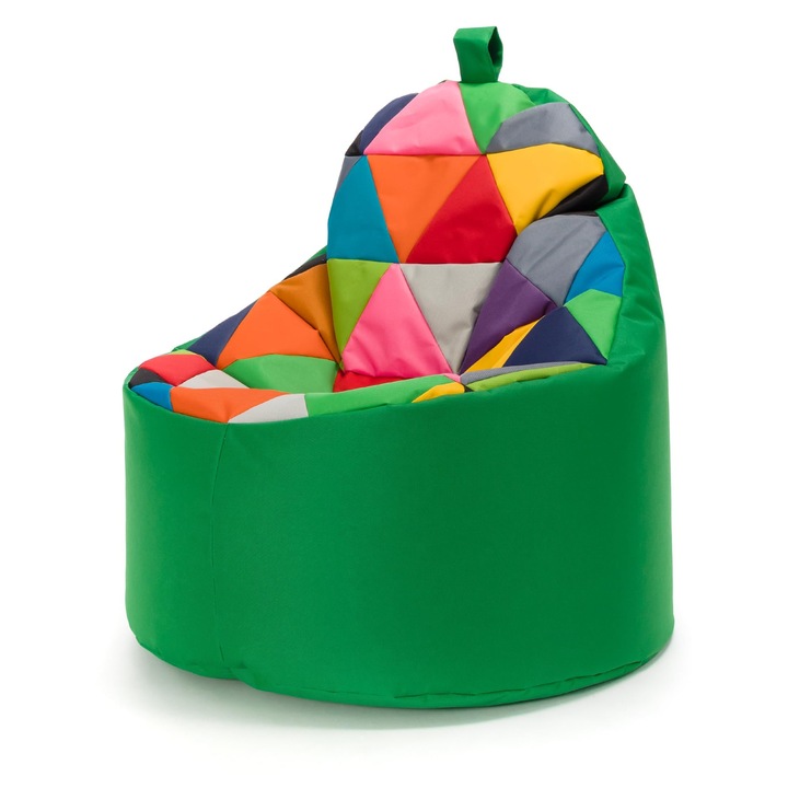 Fotoliu Ecopuf, XL 70x75cm, impermeabil, mix verde, pentru interior si exterior