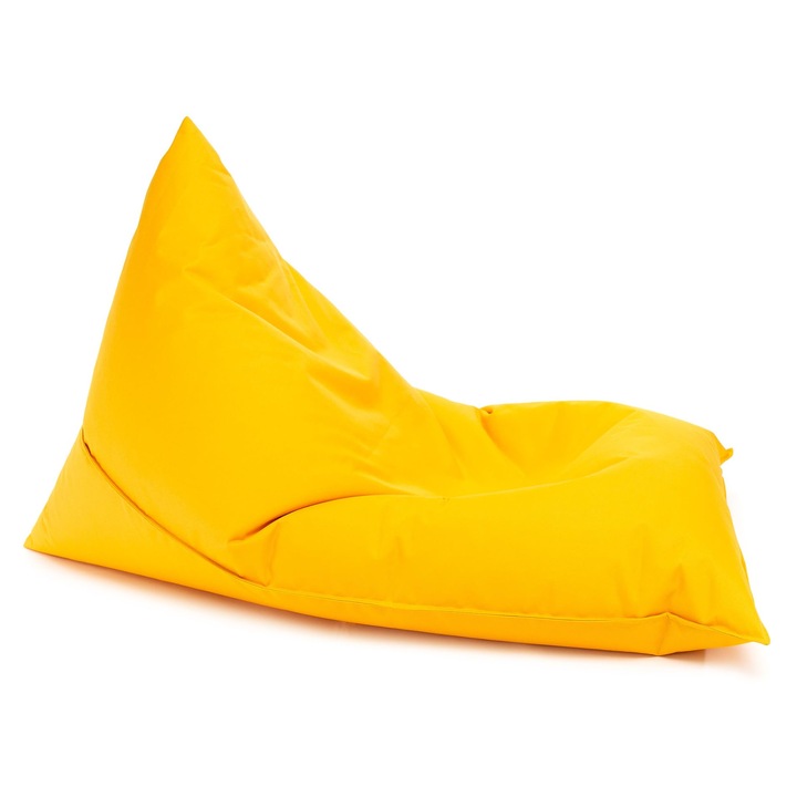 Puf Triunghiular Ecopuf Lazy S, Poliester Durabil, Umplut cu Perle EPS, 88x130cm, Interior si Exterior, galben
