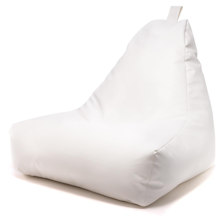 Fotoliu puf Ecopuf, 100x85 cm, Piele Ecologica, alb