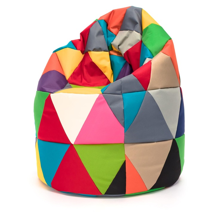 Puf Gigant Ecopuf XL Patchwork, Többszínű, 85x135 cm, Lopásgátló cipzár, Beltéri és kültéri használatra