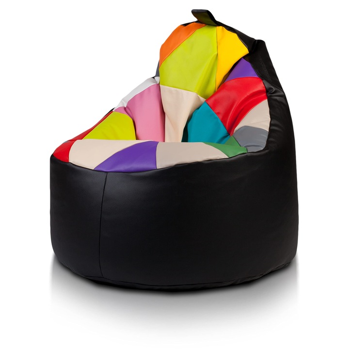 Ecopuf Yoko babzsákfotel, patchwork design, ökobőr, 70x75cm, beltéri/kültéri