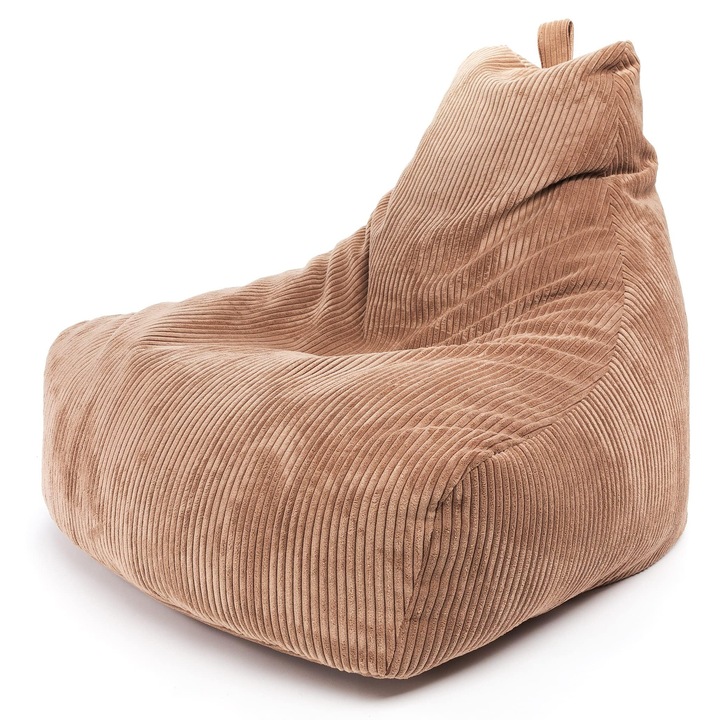 Fotoliu tip sac Ecopuf Keiko S, catifea, 75x75x70cm, umplutura si perna incluse