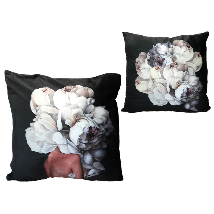 Dekoratív párna CARMANI, virágokkal a fején