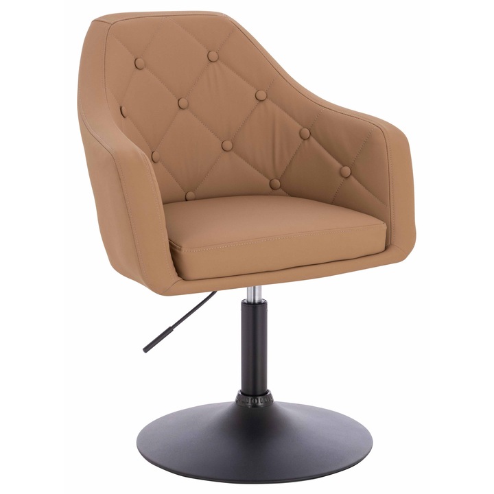 Scaun de birou, Votana, HR831N, Piele Ecologica Premium Soft, Baza Neagra, Caramel